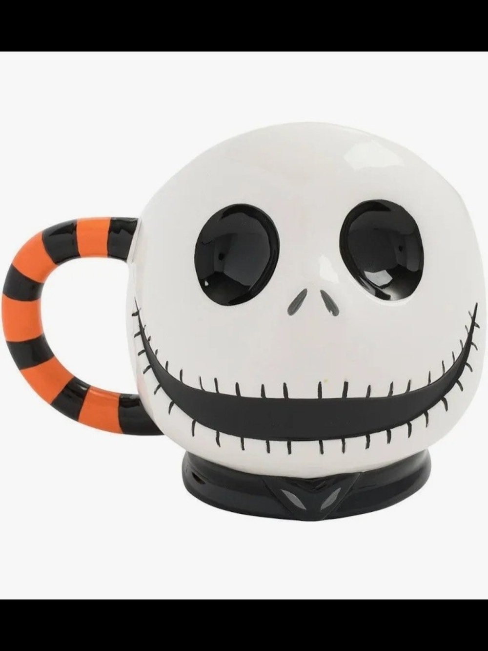 Jack Skellington Inspired Ceramic Mug with Orange & Black Handle NWOT